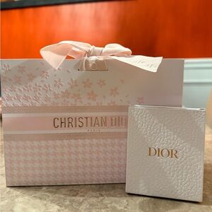 Dior Pink Fabric Tie bag with Gold Starand include pink Dior bracelet with box
